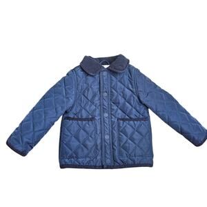 Edgehill collection blue quilted jacket corduroy collar snap closure Size 2T